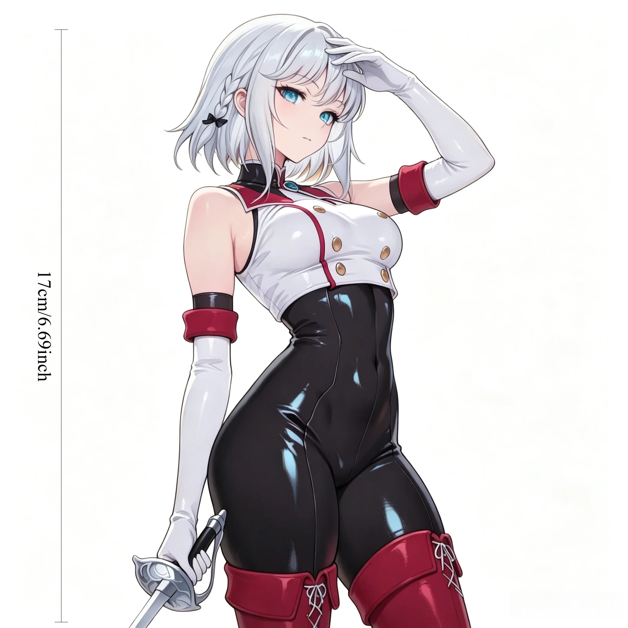 Silver Short Hair Blue Eyes Sword Anime Girl Vinyl Sticker  Weatherproof Decal for Car Motorcycle Window Laptop Decor