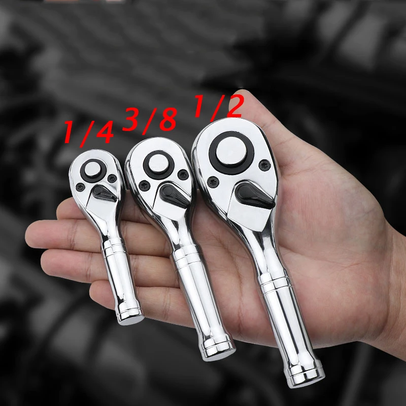 Mini Ratchet Wrench Set, Drive Stubby, Cabeça de Liberação Rápida, 72-Tooth Cabeça Quadrada, Chave Inglesa, Manga Pequena, 1/4 