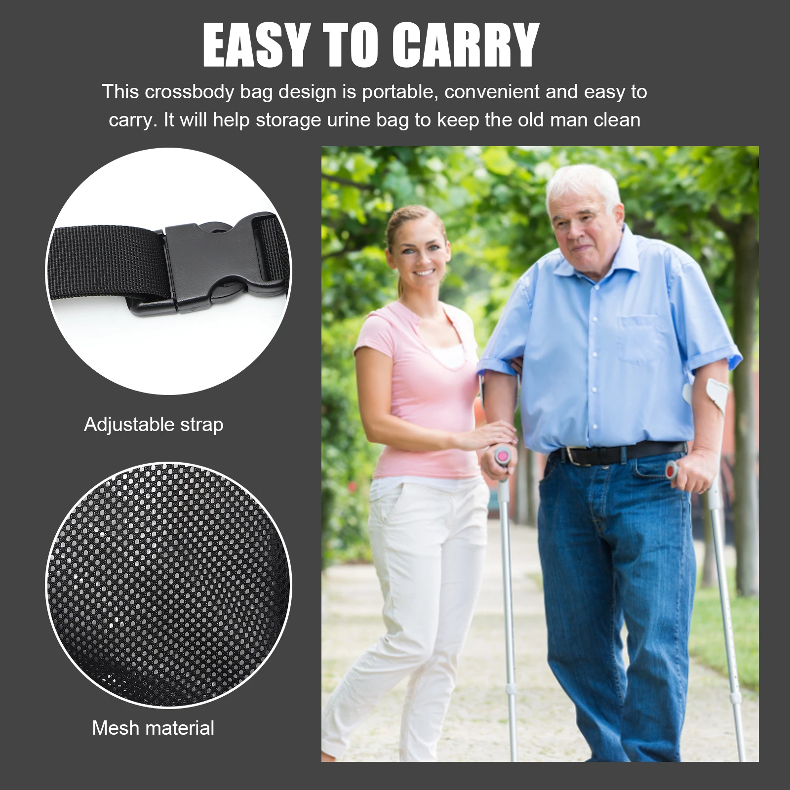 

Adjustable Urinary Drainage Cover Breathable Mesh Urine Collection Bag Crossbody Carrying Bag For Catheter Biliary Drainage