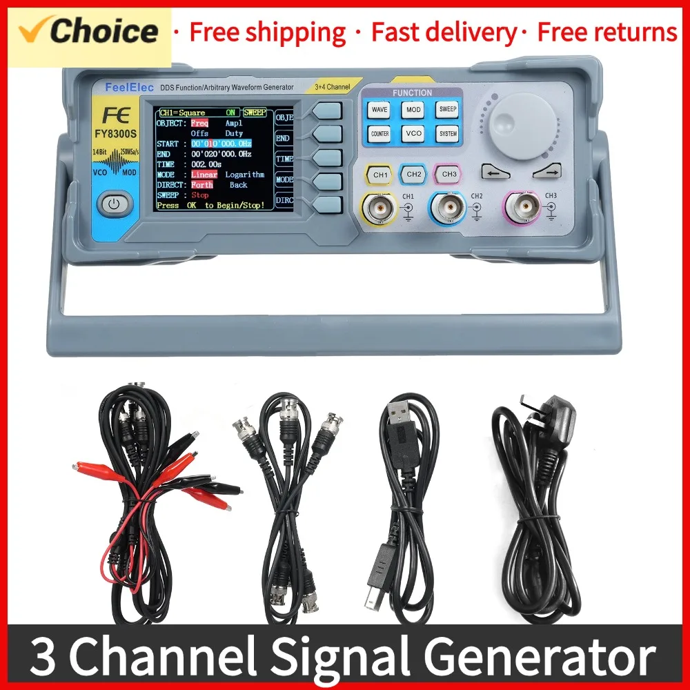 FY8300S-20M 20MHz 3 Channel Arbitrary Waveform Signal Generator 4 TTL Level Outputs DC Bias Function Digital Output Function