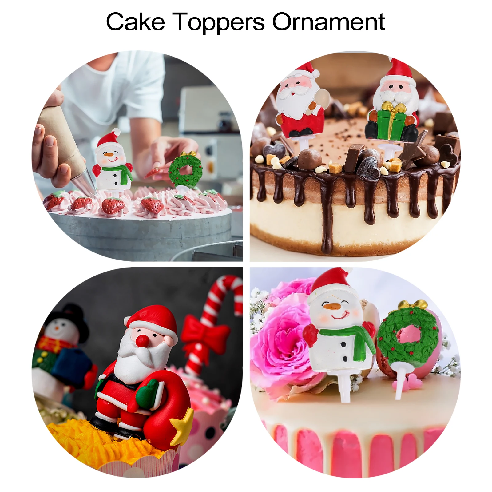 

5pcs Elder Snowman Tree Cake Toppers Decor Christmas Themed Toppers Christmas Themed Party Supplies Xmas New Year Celebration