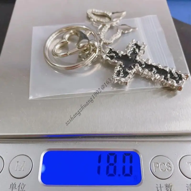 Vintage Chain Butterfly Keyrings Retro Thorn Crucifix Keychains Sparkling Rhinestones Pendant Accessories Q6RB