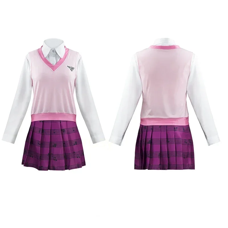 Danganronpa Akamatsu kaede Cosplay Costume High School Students Campus Uniform Halloween Carnival Funny Costume Wigs