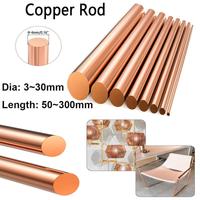 1~10pcs  Copper Round Bar red Metal copper round bar Metalworking 3mm~30mm Length50mm-300mm Copper Rod