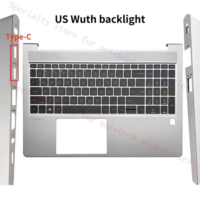 New For Probook 450 455R G10 HSN-Q34C ZHAN 66 15 G6 US/UK/RU/SP/IT Backlit Keyboard Palmrest Upper Cover With SD Interface Case