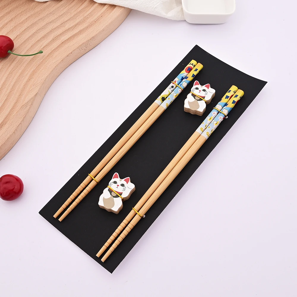 Japanische 2 Paar Bambus-Stäbchen für Sushi, rutschfeste Essstäbchen, wiederverwendbare chinesische Stäbchen für Hot Pot, Tischgeschirr, Küchenutensilien