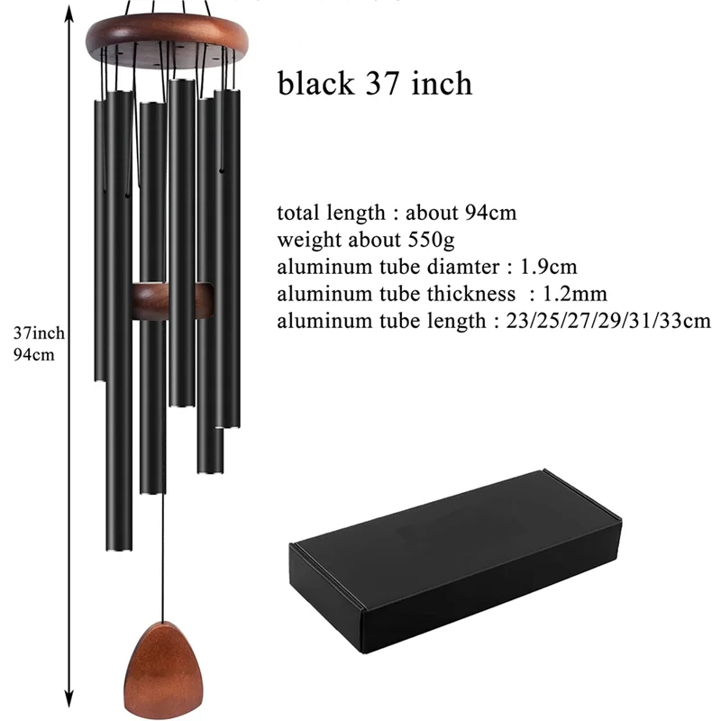 ABPQ-Metal Windchime Aluminum Windbell Wind Chimes 6 Rods Chimes Home Decoration Craft Garden Gold