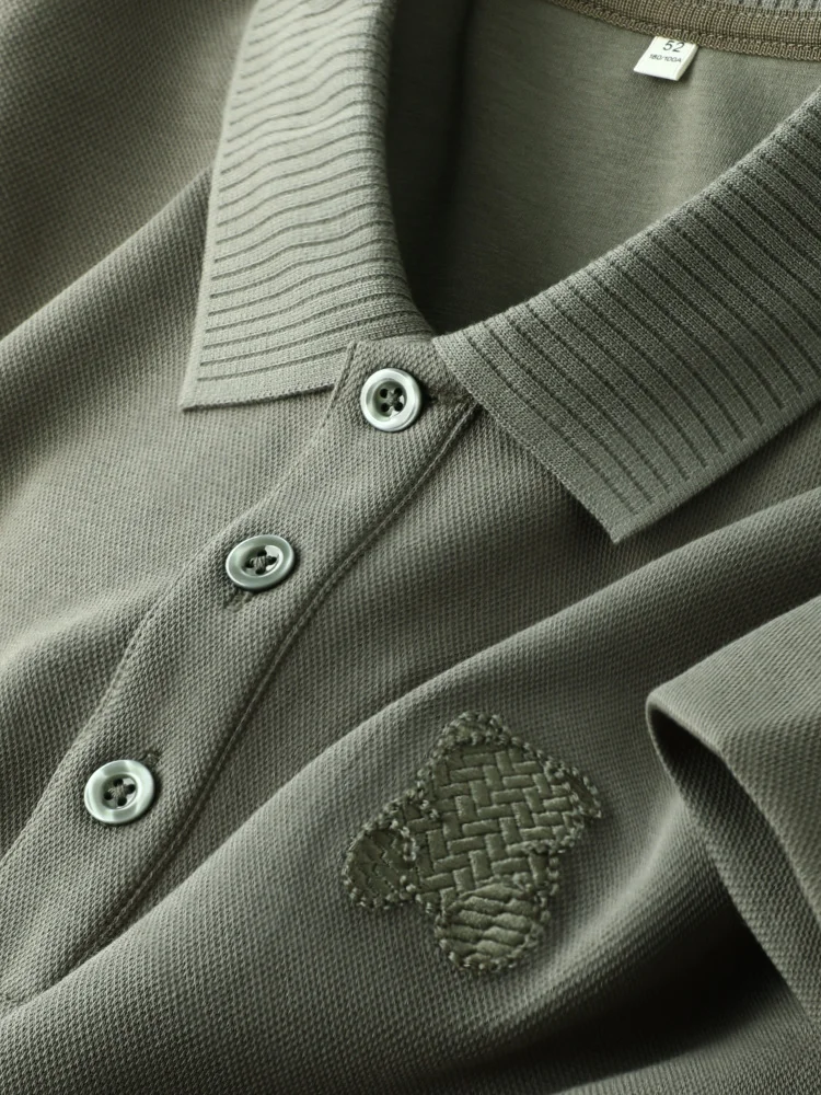 

Мужской приталенный вязаный топ с длинным рукавом, простым дизайном, вышитым воротником, осенний, в современном городском стиле