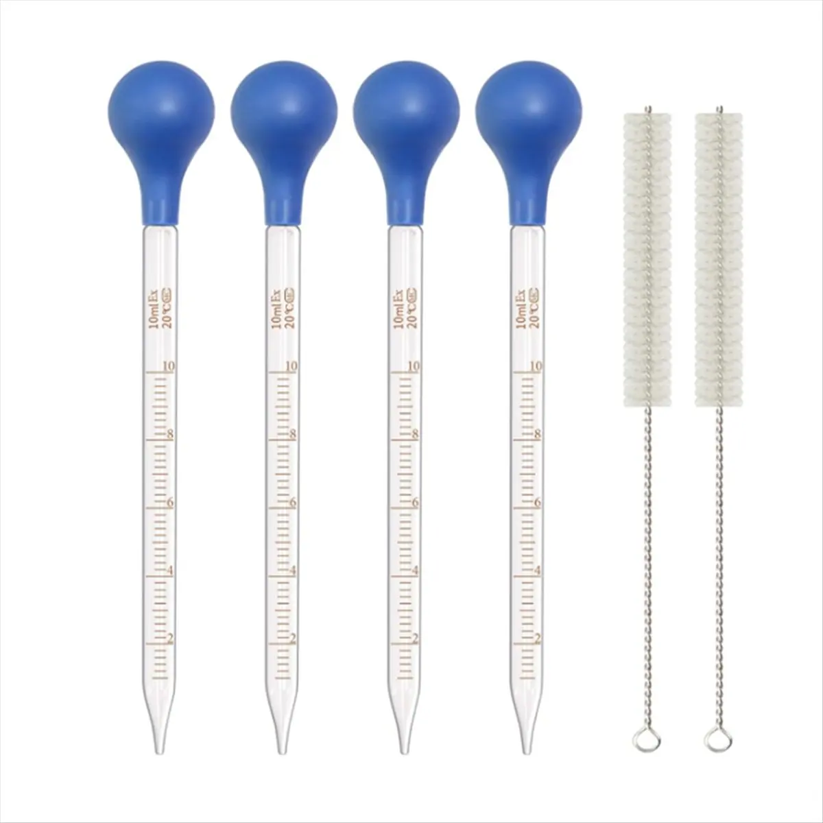 New 10ml Glass Pipette Dropper Lab Graduated Dropper Glass Liquid Pipette with Cleaning Brush for Liquid Essential Oil