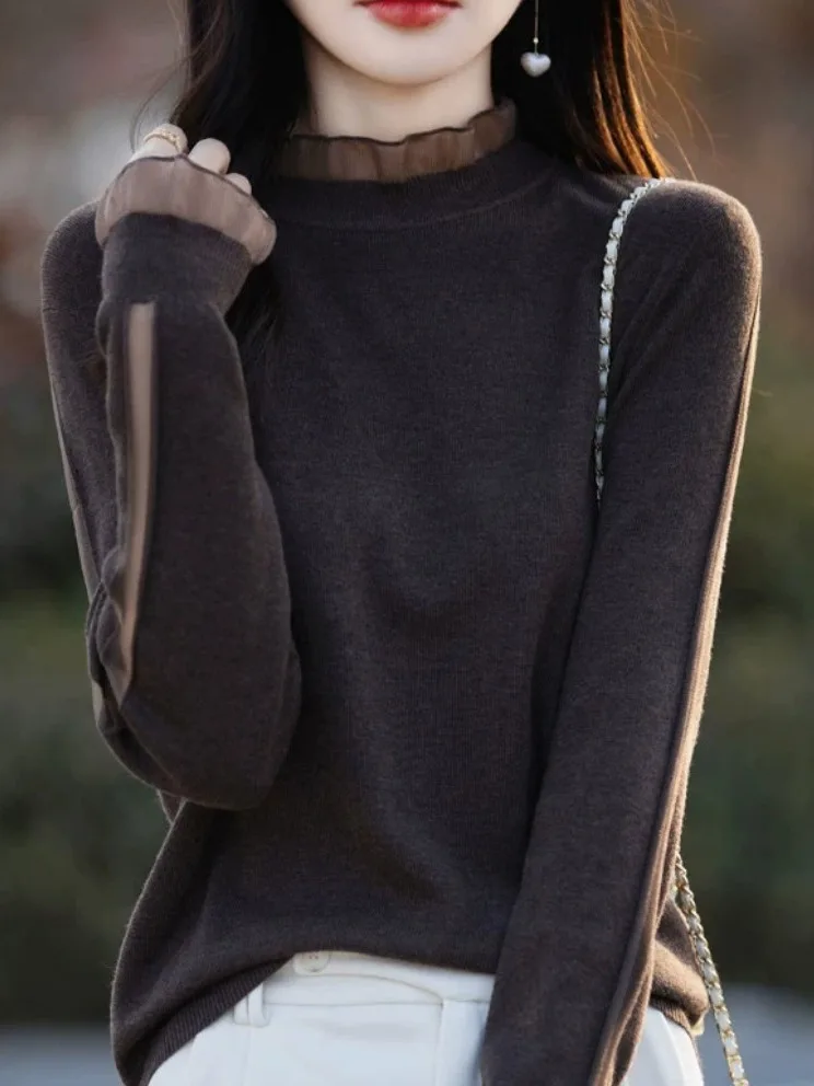 

Кружевной трикотаж большого размера, свободная женская верхняя одежда, осенне-зимний модный топ, Гуанчжоу, тринадцатый трой, элитный европейский...