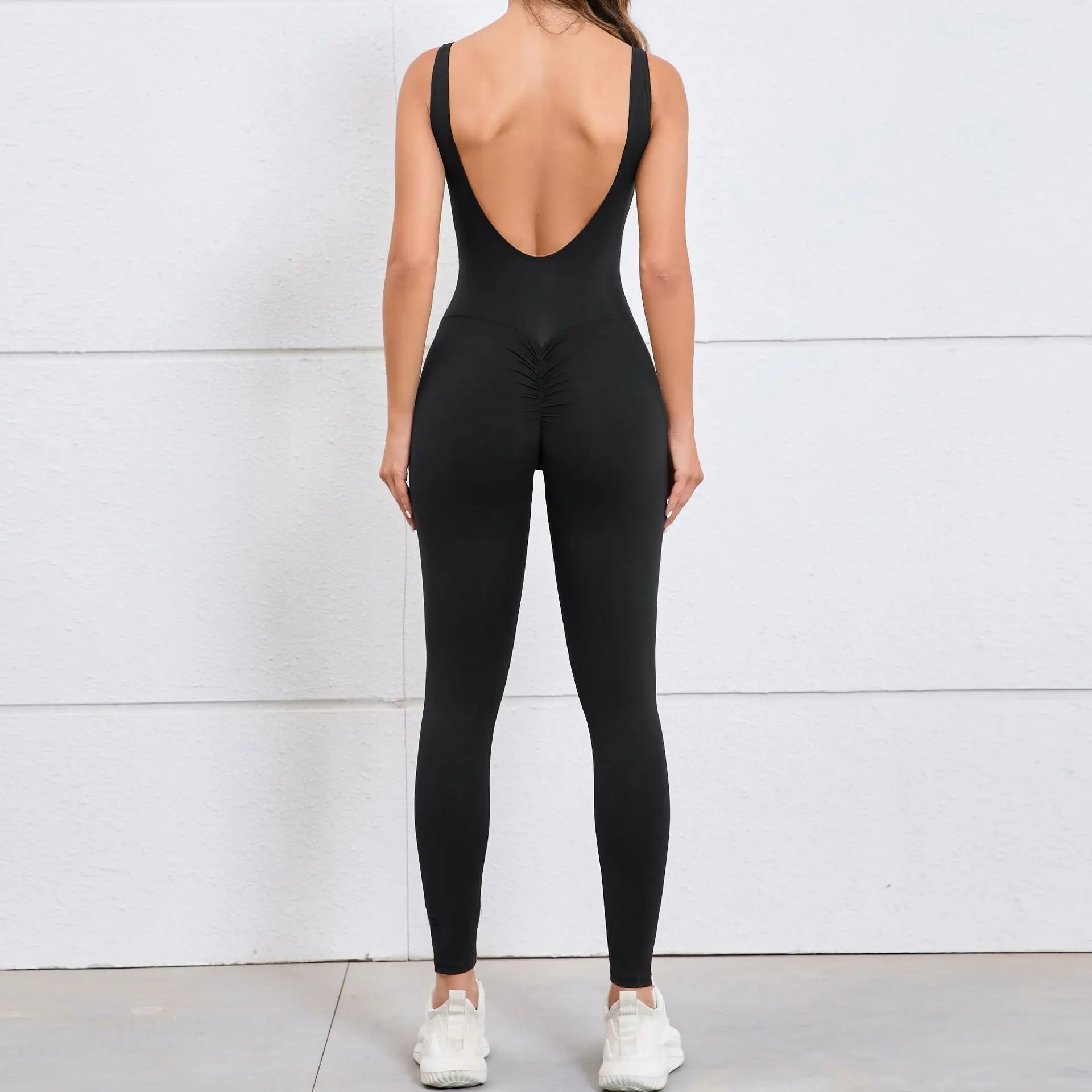 Solid Sexy Jumpsuits Gym Clothing Women Sleeveless Rompers Backless Leggings Bodysuit Sports Set Fitness Rompers Workout Suit