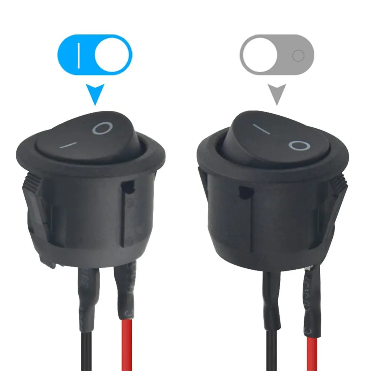 update. 20Pcs 12V Round Rocker Toggle Switches Rocker Switch with Wire 2Pin SPST with Pre-Wired 6A/250V AC for Boat, Car - view 5