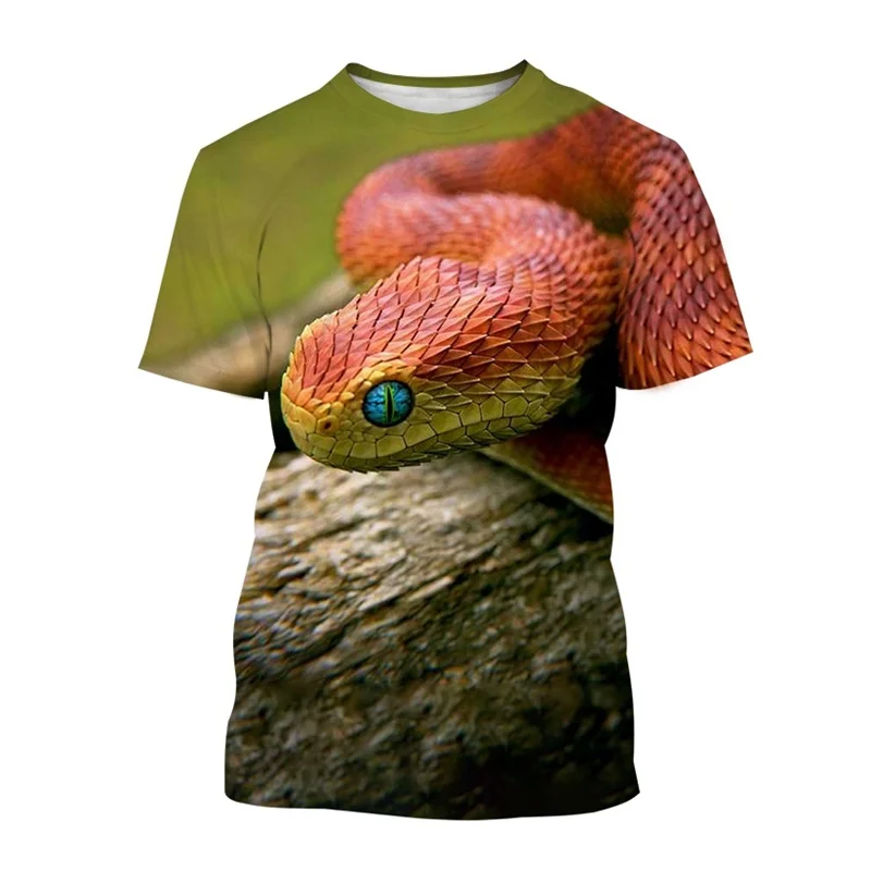 Summer Animal Snake T Shirts 3d Print Graphic T-Shirt Personality Comfortable Casual Street Short Sleeve Baggy O-Collar Top