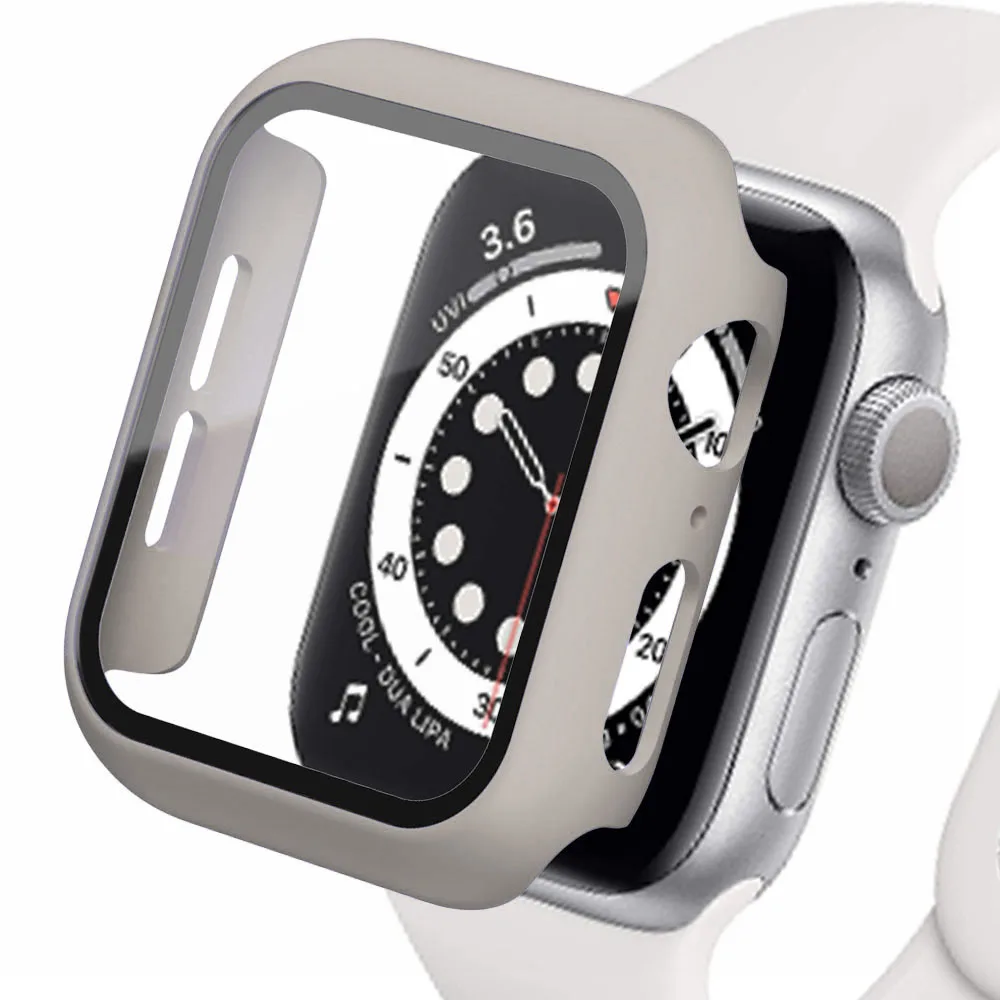 Gehard glas + cover voor Apple Watch-accessoires 45 mm 41 mm 44 mm 40 mm 42 mm Screenprotector Apple Watch Case serie 9 4 5 6 SE 7 8