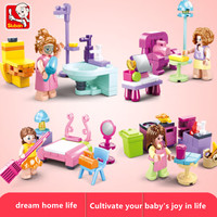 Sluban Building Block Toys Girls Dream Mini House Set B0800 Friends Living Room Bedroom Kitchen Restroom Fit With Leading Brands