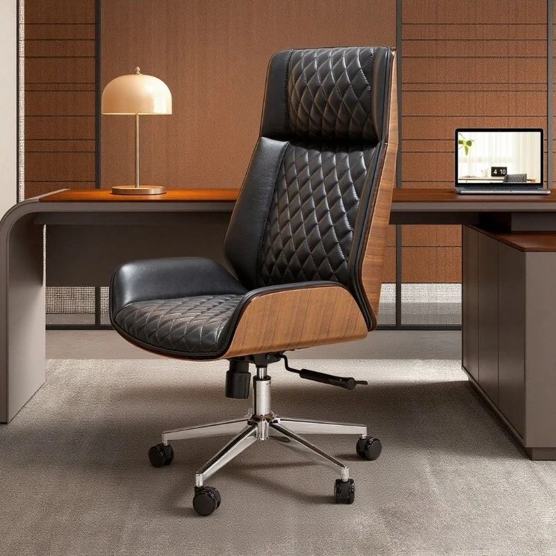 

Executive Leather Computer Chair Height Adjustable Swivel Task Chair for Home Office Study