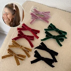 2pcs Elegant Colorful Velvet Bow Hairpin Hairgrip Hair Clip for Girls Women Kids Children Vintage Crab for Gift Hair Accessories