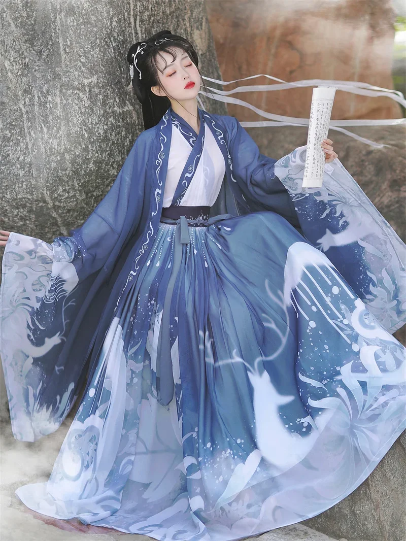 Disfraz chino antiguo Hanfu 3 piezas para mujer, ropa tradicional de baile, vestido de hada folclórica para graduación