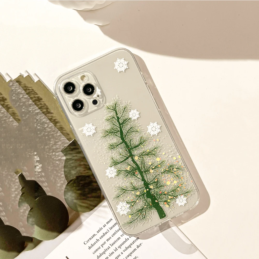 Case For Xiaomi Mi 11 Lite 5G 14 13T 13 12T 12 11T Christmas Tree Santa Claus Clear Cover For Poco F6 F5 X6 X5 X3 M6 Pro F3 Case