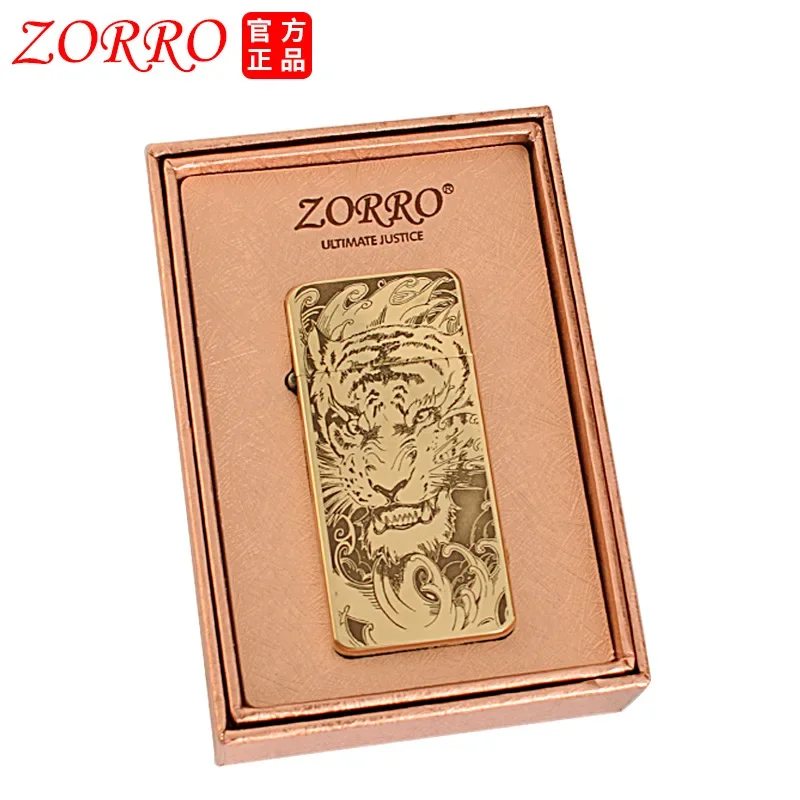 2024 Zorro Tangcao Kerosene Lighter Retro Ultra-thin Ancient Silver Grinding Wheel Portable Men\'s Gadgets 6mm Lighters