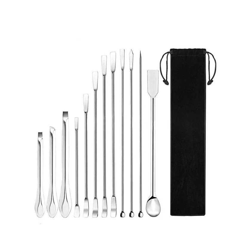 RMWIN-Lab Spatula Micro Scoop Set Stainless Steel Lab Tool Forpowders Gel Cap