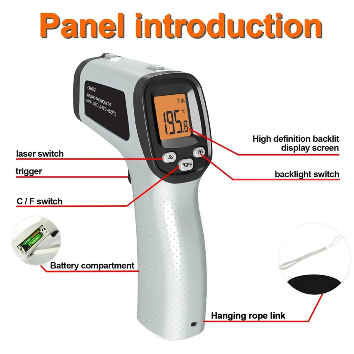 Multi-use Gear Infrared Non-Contact Thermometer Handheld Industrial High- Electronic Thermometer