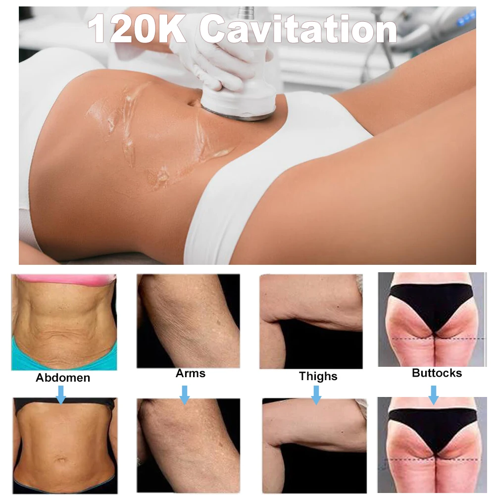 6 في 1 120K التجويف فراغ العلاج RF آلة نحت الجسم 5D بالموجات فوق الصوتية لإزالة حرق الدهون وإزالة السيلوليت ورفع الجلد #5
