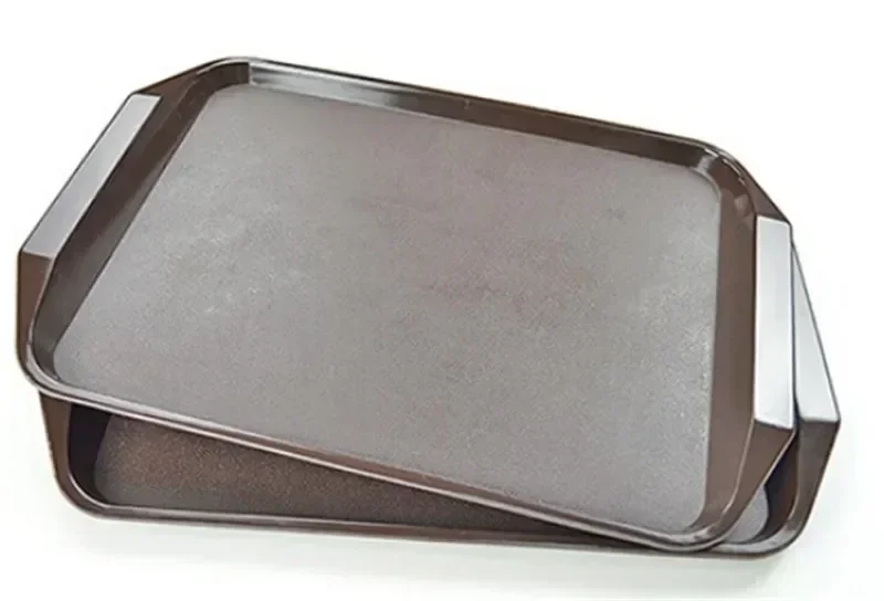Fast Black Food Serving Dinner Tray Plate Dessert Square Rectangle Sets Snack Antiskid Dish Plastic Pallet Restaurant Canteen