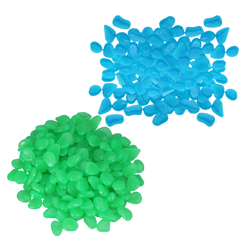 

200 Pcs Glow in Dark Pebbles Colorful Artificial Rocks for Fish Tank Garden Decoration Solar Powered Luminescent Stones Pathway