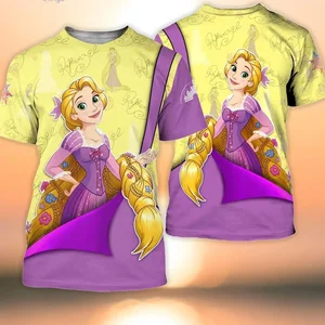Disney Männer und Frauen Cartoons 3D-T-Shirt, Rapunzel Tangled, Purple Muster, Mode, Freizeit, Kinder 12 Hauptverkäufe Rapunzel Bluse - №12
