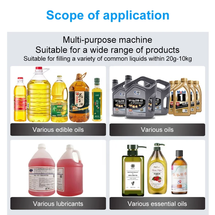 High Quality 20g-10kg Panel Display Bottle Edible Engine Oil Filler Drink Pump Vial Household Automatic Weighing Filling Machine