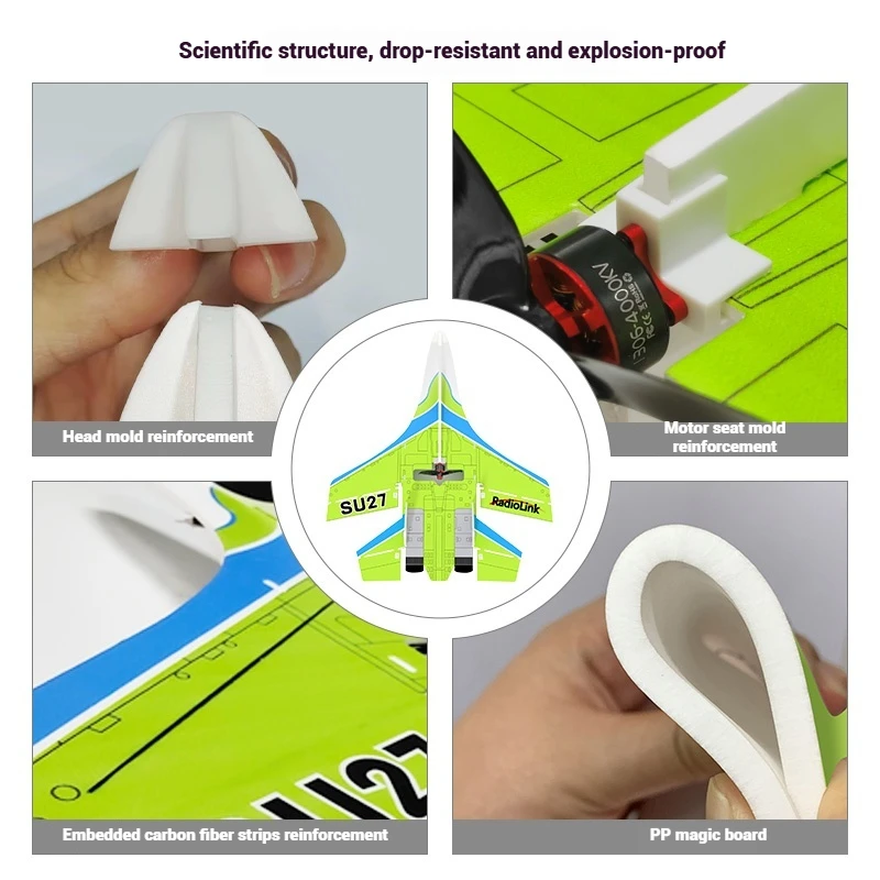 Nuovo Su27 Ala fissa Rc con controllo di volo Feedback di tensione a lunga distanza Fai da te Materiale della scheda magica Giocattoli per aerei resistenti agli urti