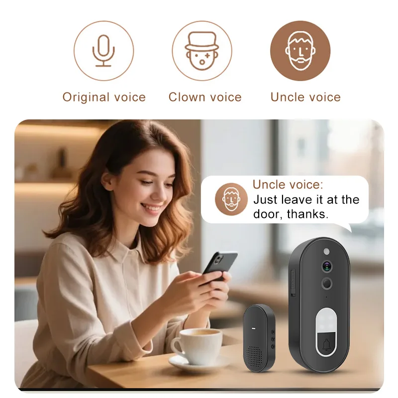 Tuya 1080P HD Wireless WiFi Video Doorbell Smart Home Security Camera Two Way Audio Night Vision Motion Detection IP65Waterproof view 4