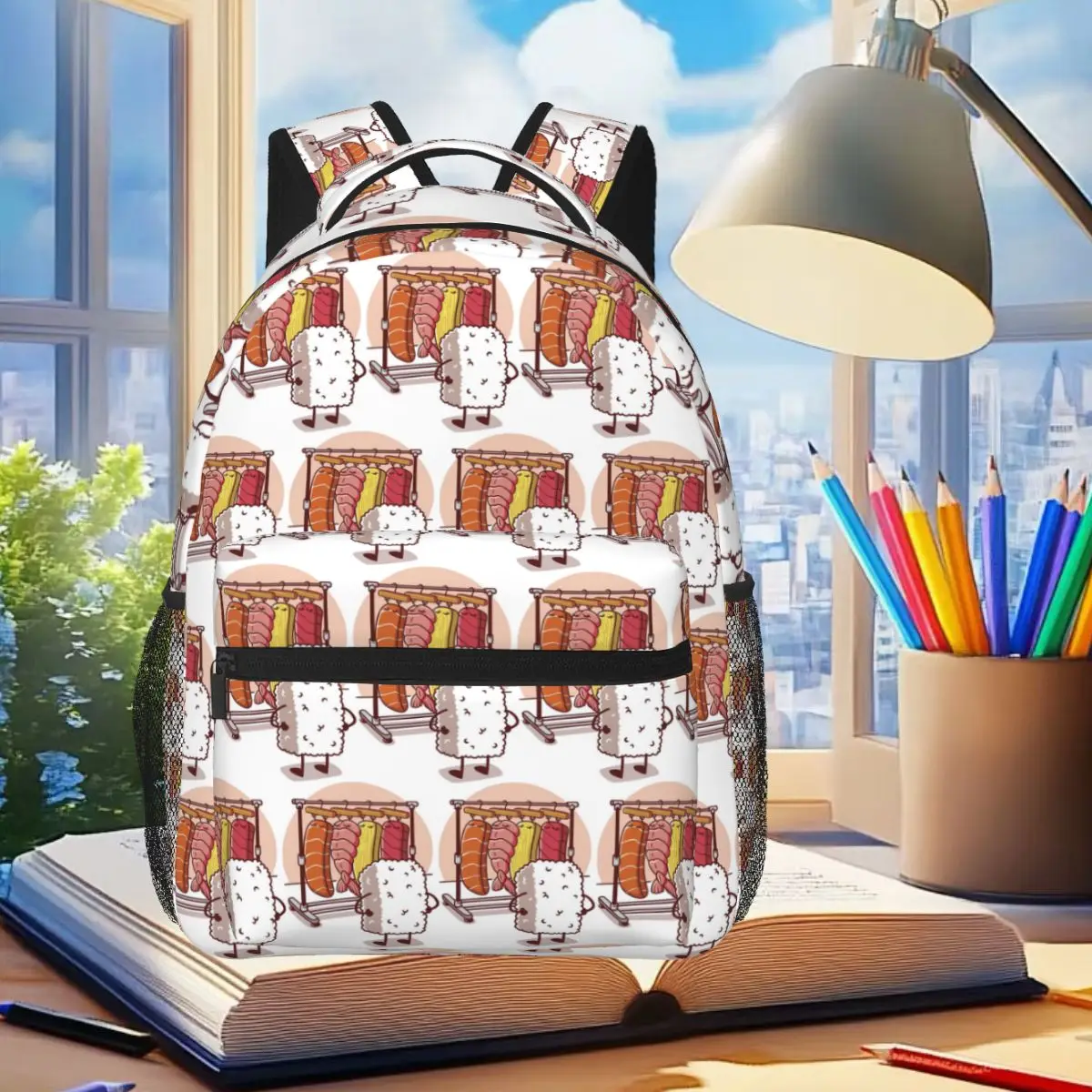 

Sushi Wardrobe Backpack Student Boys Girls BookBag Children School Bag Laptop Shoulder Bags for Men Women