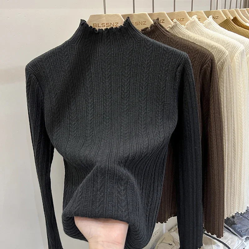 2025 Autumn Winter Base Layer Sweaters Fashion Turtleneck Sweaters Women Slim Long Sleeve Knitted Jumpers Soft Warm Femme Top