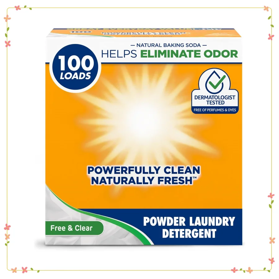 مسحوق منظف الغسيل المضاد للحساسية، عطر وخالي من الصبغ، 6.16 رطل، 100 تحميل #1