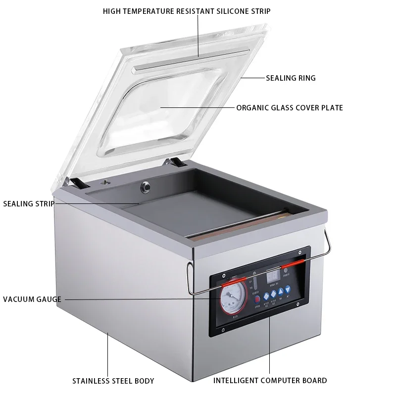 Automatic CE Nitroge Vacuum Packer Sealing Machine Single Chamber Vacuum Packing Machine For Food Commercial