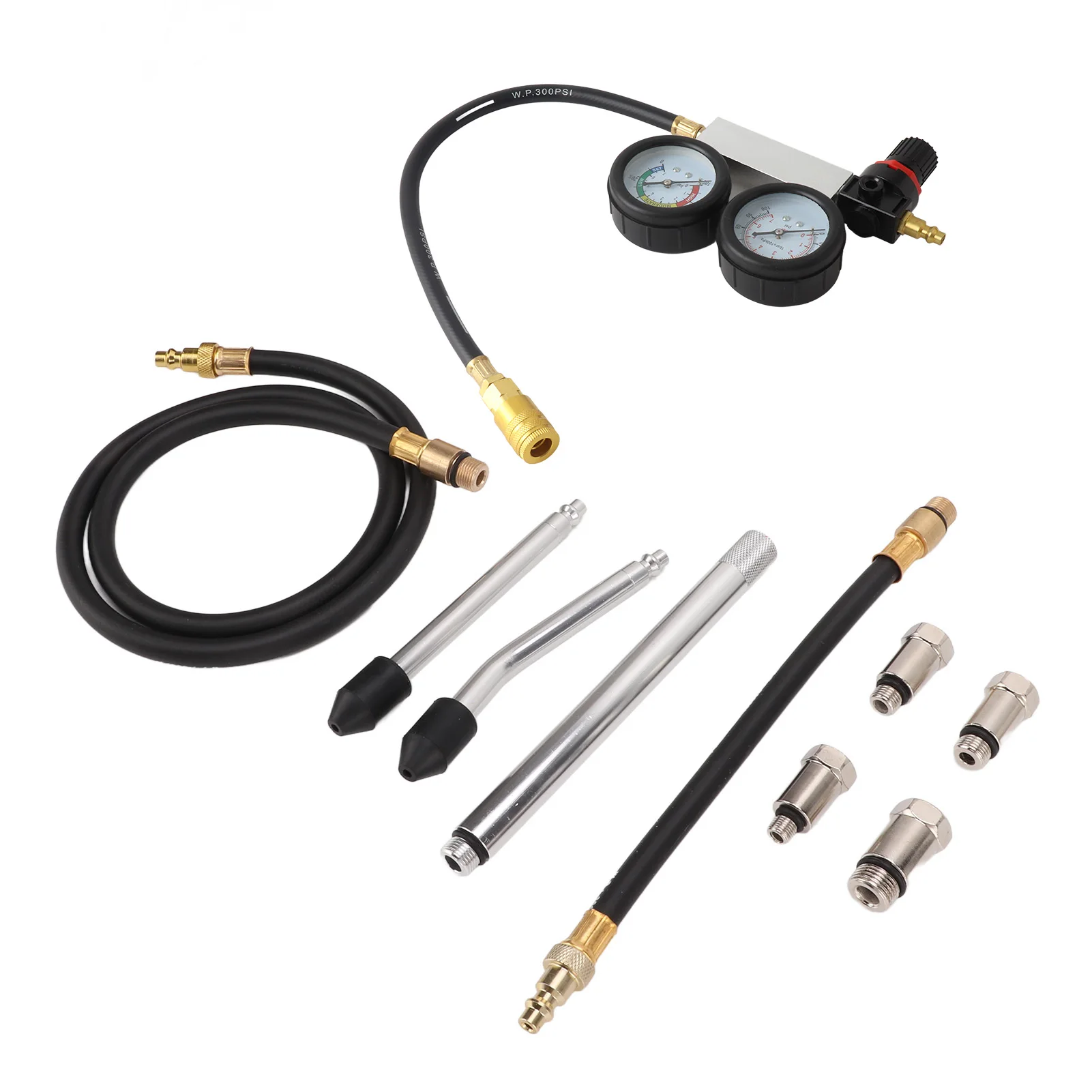 Cylinder Leak Down Tester Gasoline Engine Compression Dual Gauge Detecting Tool for Pressure Check Leakage Rate Test