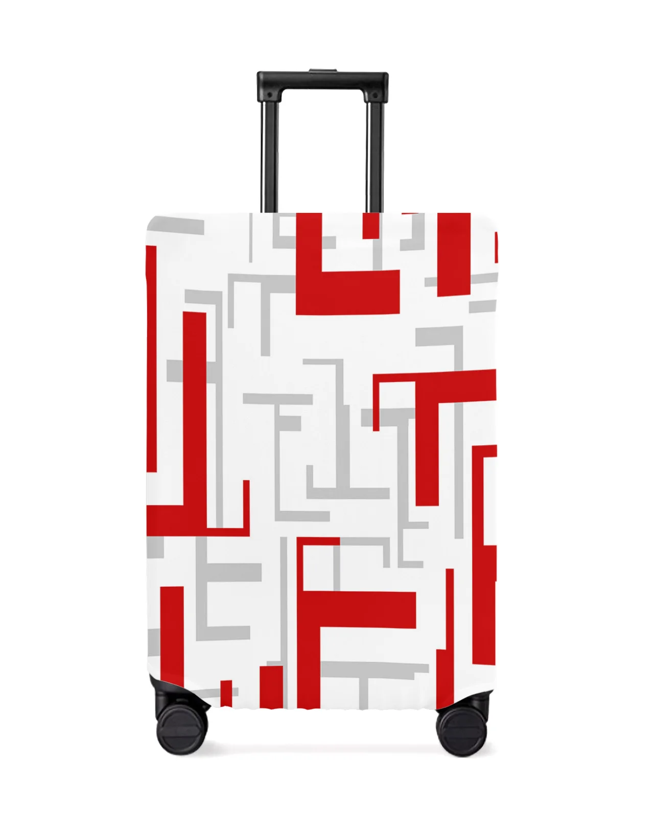 Modern Art Geometry Red Grey Luggage Cover Stretch Suitcase Protector Baggage Dust Cover for 18-32 Inch Travel Suitcase Case