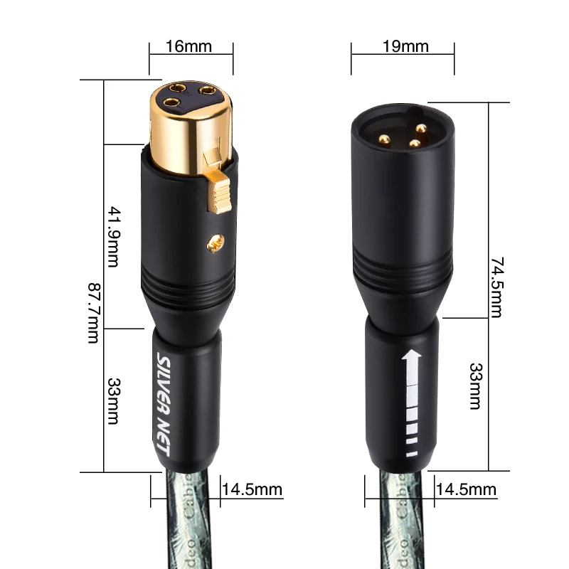 DIYLIVE HIFI xlr Audio Cable Stereo 7N OCC Gold Plated xlr plug Male to female microphone mixer Carbon fiber plug