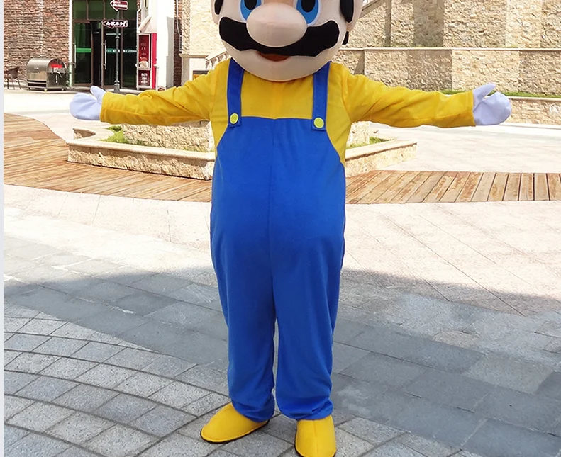 Loodgieter Blue Boy mascottekostuum volwassenen wandelende cartoonpop Halloween optreden feest Peach Princess kleding evenement promotie