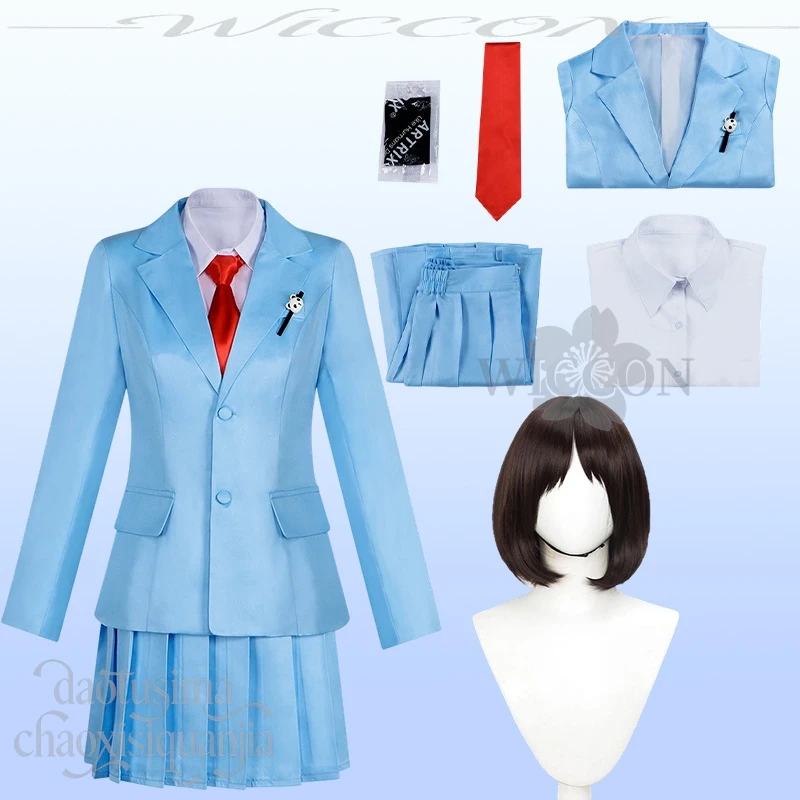 Iwakura Mitsumi Cosplay Anime Skip And Loafer Costume JK Japanese School Uniform Kawaii Blue Suit Dress Tie Wigs Halloween Party