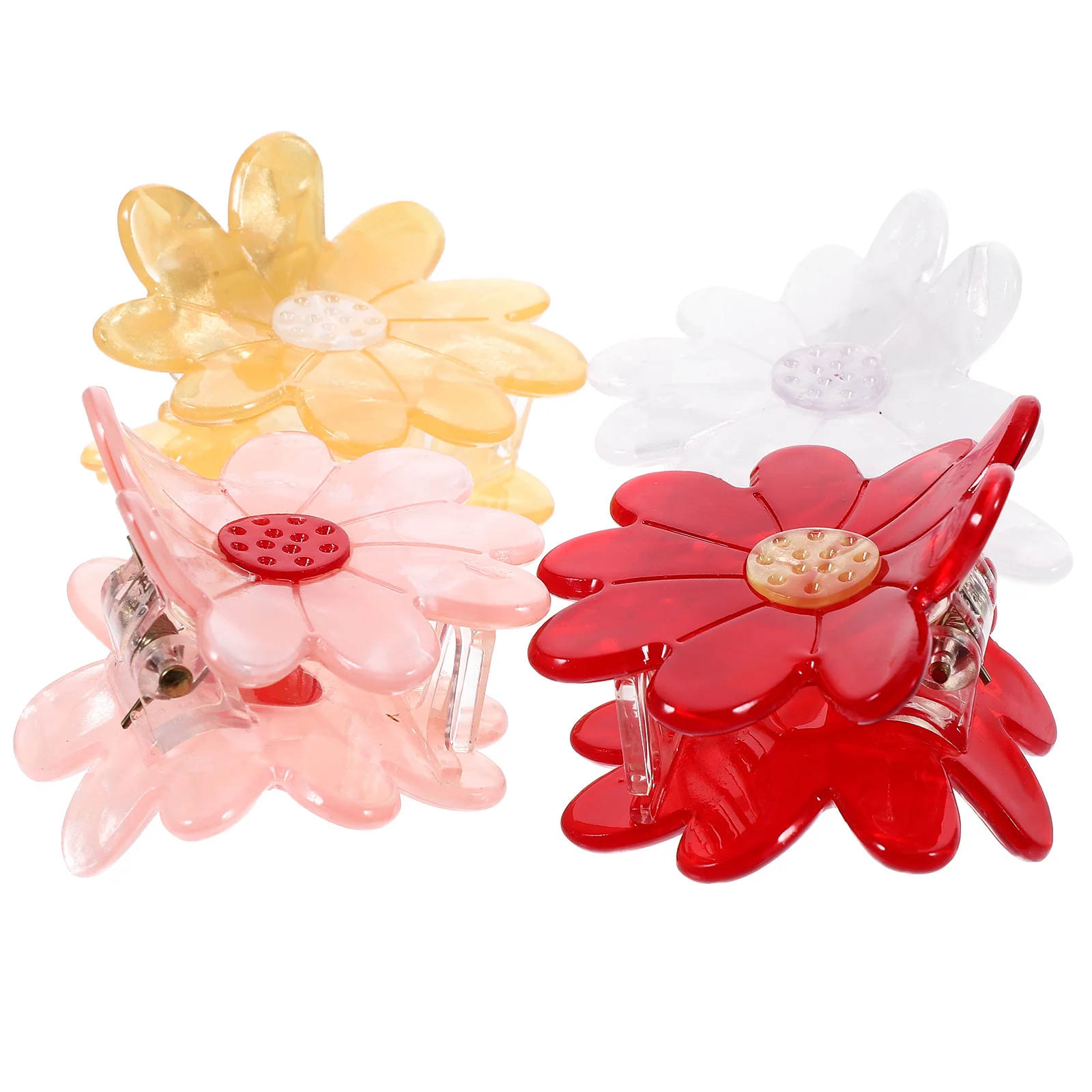 

4Pcs Flower Hair Claw Clips Chic Stylish Colors for Cooking Bathing Working Long Thick Thin Hair Holders Flower Claw Clip