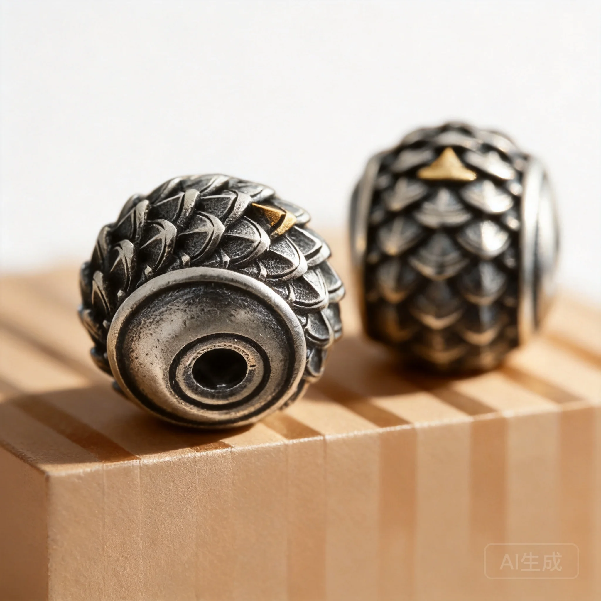 Chinese Style Good Luck Feng Shui Dragon Scale Spacer Beads Vintage Metal Blessing Fortune Beads For Diy Bracelet Necklace Jewel