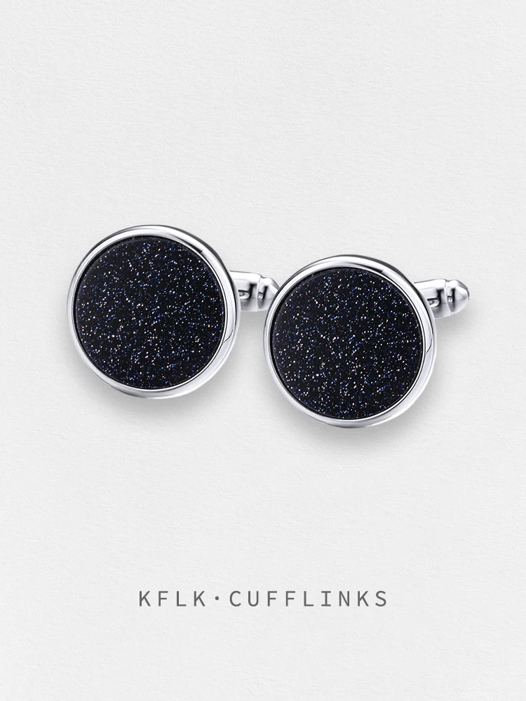 

KFLK Luxury French Shirt Cufflinks for Mens Gift Brand Wedding Cuff links Designer Round Stone Button male High Quality