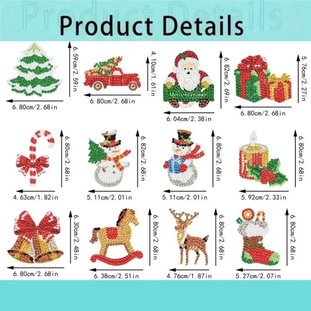 Acrylic Diamond Painting Keychains Double-Sided Diamond Painting Craft DIY Keychain Kit Snowflake Deer Christmas Keychain Set