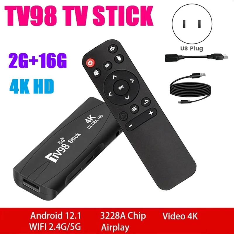 

ТВ-приставка TV98, 2 + 16 ГБ, Android 2,4, ГГц