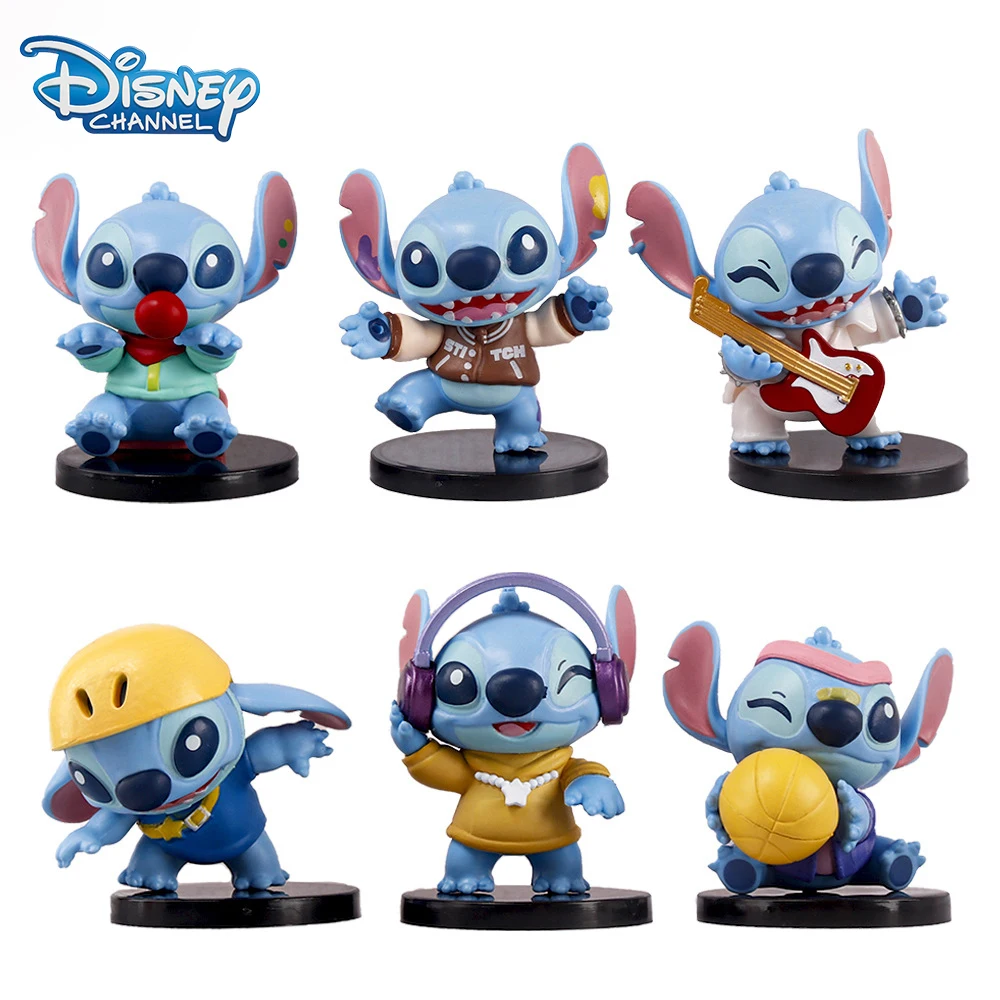 Disney Anime Stitch Music Party Model Dolls Cartoon Stitch Figurine Party Cake DIY Decorations Kawaii Desktop Ornament Kids Gift