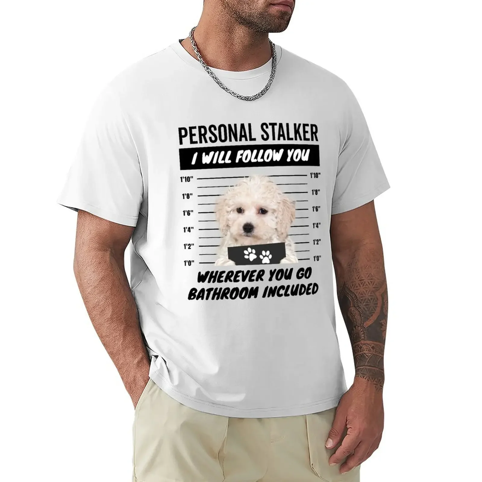 Personal Stalker Dog White Maltipoo T-shirt boys animal print anime clothes oversizeds designer t shirt men Summer fashion New