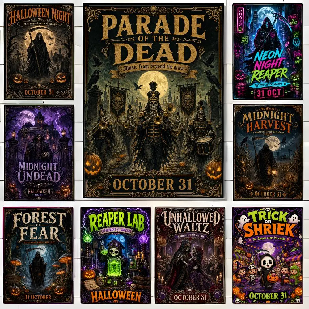 Halloween Grim Reaper Poster Wall Art Print Decorative Mural Home Decor Gift Unframed